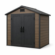 Cobertizo de jardín de polipropileno con aspecto de madera marrón/negro 130x192x198 cm
