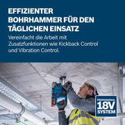 Martillo perforador a batería Bosch Professional 18V System GBH 18V-22 (con SDS plus, Kickback Control y Vibration Control, incl. L-BOXX, sin batería ni cargador) alimentado por batería