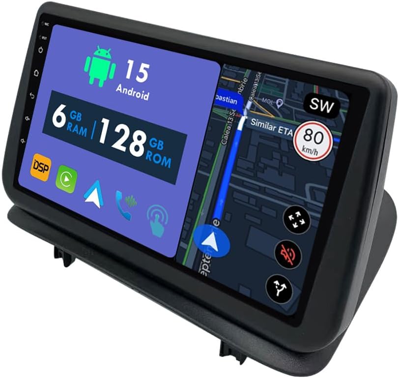 Autorradio GPS RoverOne para Renault Clio 3 2005 2006 2007 2008 2009 2010 2011 2012 2013 2014, Carplay, Android, autorradio, estéreo, Bluetooth, navegación por satélite