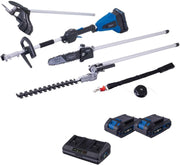 Scheppach Herramienta multifunción 4 en 1 BC-MFH400-X 20V Brushless Multigarten, desbrozadora, cortasetos, serie alta 20V-IXES | con batería de 2 Ah y cargador doble