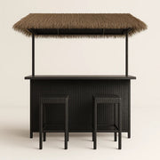 Set de bar para exteriores de mimbre, color negro/marrón