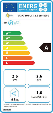 SUNTEC Aire acondicionado portátil Impuls 2.6 Eco R290 – Aire acondicionado móvil y silencioso con tubo de escape – Enfriador y deshumidificador para habitaciones de hasta 34 m² – Refrigeración móvil para hogar y oficina – 9.000 BTU | 2600 vatios