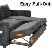 Sofá cama seccional Dyonery de 81", sofá cama en forma de L con chaise longue de almacenamiento reversible, USB, respaldo reclinable