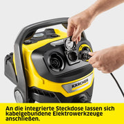 Aspirador en seco y húmedo KÄRCHER WD 7 Control P S, 30 l, 1400 W, FILTelligence, función de soplado, mando a distancia, toma de corriente, acero inoxidable