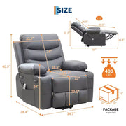 Sillón reclinable elevador eléctrico, reclinables eléctricos para ancianos con calor y masaje, asistencia para levantarse con portavasos, bolsillo lateral, para sala de estar