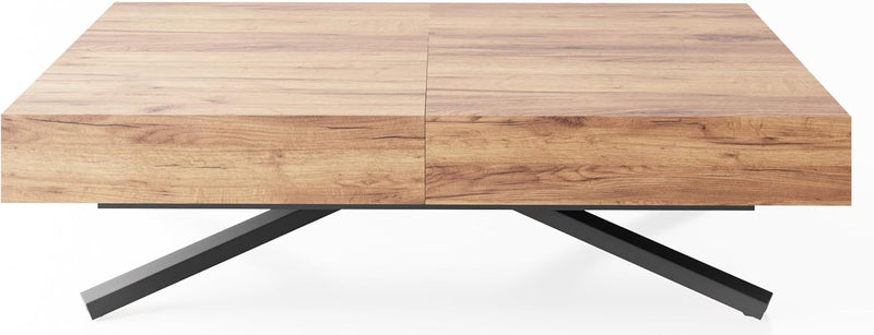WFL GROUP Mesa de centro elevable y extensible Cavetta X - Mesa de salón, mesa de comedor, mesa multifunción 120-200/80/27-76 cm, roble Craft