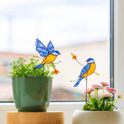 Inserto de vidriera de pájaros para plantas