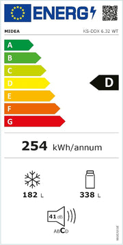Midea KS-DDX 6.32 WT Frigorífico americano / 178,8 cm de altura / 254 kWh/año / No Frost / Compresor Dual Inverter / con dispensador de agua/hielo 3 en 1 y depósito de agua, Dark Inox