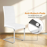 WOLTU Juego de 4 sillas de comedor, silla cantilever, silla voladiza, silla de cocina, silla tapizada, con respaldo alto, piel sintética, para comedor, mesa de comedor, cocina, sala de estar, oficina, blanco, BH378ws-4
