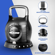 Kettlebell ajustable 7 en 1 de 2 a 20 kg para entrenamiento de cuerpo completo con mango de acero inoxidable resistente y sistema de pesas