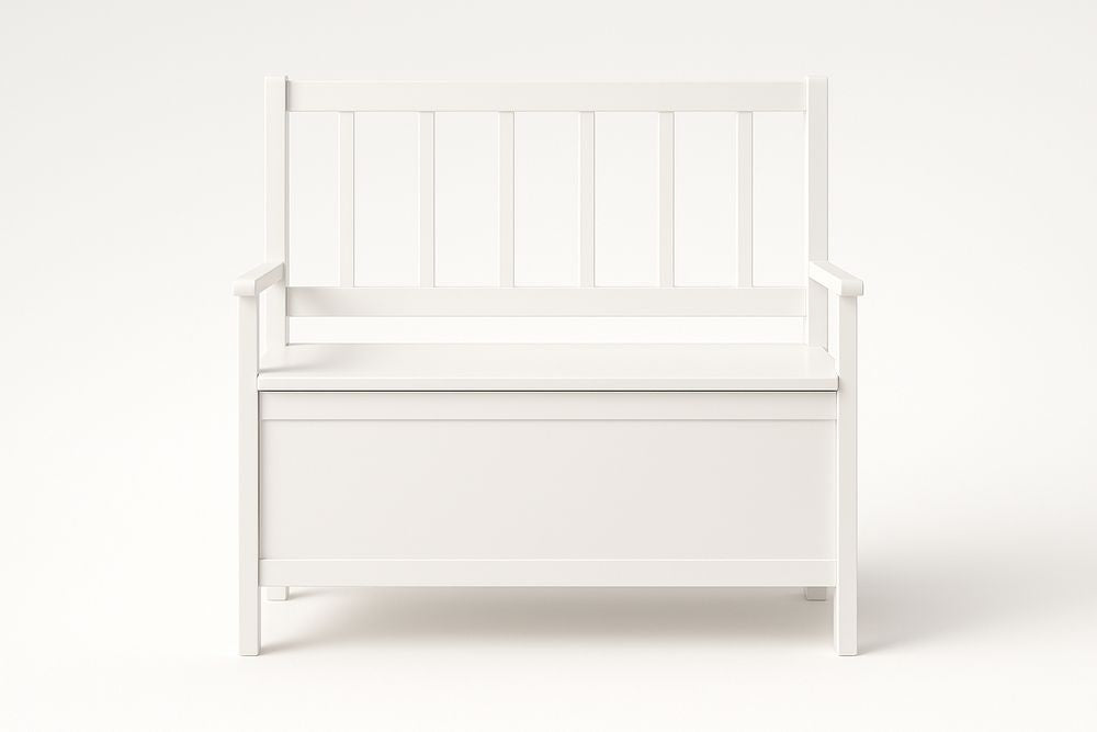 Banco de almacenamiento de madera maciza blanca