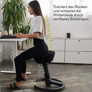 aeris Swopper – Taburete ergonómico – Taburete de oficina regulable en altura – Silla de escritorio versátil para una espalda sana – Silla de oficina con ruedas, muelle estándar