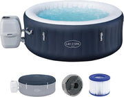 Bestway Lay-Z-SPA Spa inflable de bajo consumo Miami AirJet, Ø 180 x 66 cm, 4 personas, calefacción, protector contra heladas, 120 chorros AirJet, aislamiento de bajo consumo, cubierta térmica, azul oscuro