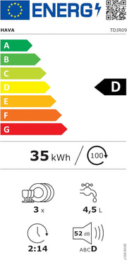 HAVA 2025 NUEVO lavavajillas de sobremesa con ablandador de agua y mayor eficiencia energética, lavavajillas con 8 programas, bloqueo para niños y inicio diferido, sin necesidad de instalación