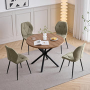 Juego de mesa de comedor y sillas, mesa de comedor redonda de 100 cm y 4 sillas modernas de lino, para comedor, cocina, sala de estar (oscuro + verde)