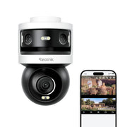 Cámara de seguridad PoE para exteriores Reolink de 3 lentes, OMVI 3i PoE, 10MP 180°, 4K PT con seguimiento automático, búsqueda por IA, perímetro, color e infrarrojos, 24/7