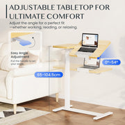 Mesa auxiliar FLEXISPOT: mesa para portátil y mesa de cama flexible con tablero inclinable, altura ajustable y móvil, ideal para sofá, cama y momentos de lectura (Arce, 80x40cm)