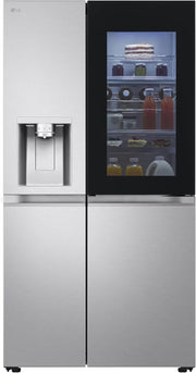 Frigorífico Side by Side LG GSGV81PYLL, Clase E, 635 L, Instaview, frigorífico con congelador, dispensador de hielo, hielo picado y agua, Total NoFrost, compresor Smart Inverter, Wi-Fi