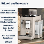 Cafetera superautomática De'Longhi Rivelia EXAM440.55.W con sistema de leche LatteCrema, recipiente de granos intercambiable, 16 bebidas de café y leche con solo tocar un botón, función Extra-Shot, pantalla táctil de 3,5 pulgadas, color blanco