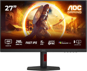 AOC Gaming Q27G4ZR - Monitor Quad HD de 27 pulgadas, 240 Hz, 1 ms, G-Sync, HDR400 (2560 x 1440, 2X HDMI 2.0, DisplayPort 1.4) Negro-Rojo
