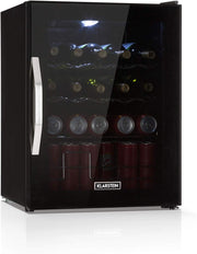 Mininevera Klarstein con puerta de cristal para habitaciones, refrigerador de bebidas con estantes ajustables, pequeño de 80 litros, frigorífico silencioso para interiores/exteriores