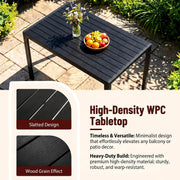 Mesa de jardín LIFERUN 110x70 cm con marco de aluminio - Mesa de balcón rectangular de WPC para 4-6 personas, mesa de terraza resistente a la intemperie y a los rayos UV, mesa de comedor exterior moderna con aspecto de madera, negro