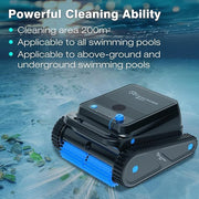 EVERCROSS BOT U8 Robot limpiafondos para piscina, robot de piscina inalámbrico con limpieza de línea de flotación, 120 min de autonomía, navegación inteligente, estacionamiento automático, piscinas de 200㎡