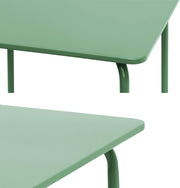sweeek - Mesa de jardín infantil de metal + 2 sillas gris verdoso Anna. 48x48 cm