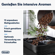 Cafetera superautomática De'Longhi Magnifica Evo ECAM 292.81.B con sistema de leche LatteCrema, 7 botones de selección directa para capuchino, espresso y otras especialidades de café, función de 2 tazas, negra