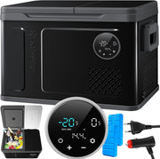Nevera portátil con compresor KESSER 2 en 1 de doble zona, refrigeración y congelador eléctrico con 2 acumuladores de frío y panel táctil LED | Refrigerador con enfriamiento hasta -20 °C para camping, coche, camión 12/24V 230V