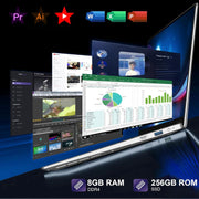 Ordenador portátil de 14 pulgadas 8+256GB Win11 Celeron N4020, compatible con expansión SSD de 1TB, WiFi 2.4G+5G, Bluetooth 4.2, USB, HDMI, FHD 1920 x 1080 con ratón inalámbrico y membrana de teclado AZERTY - Plata-1
