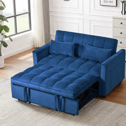 Sofá cama extraíble moderno, sofá cama 3 en 1 con respaldo ajustable, sofá biplaza de terciopelo, almohadas y bolsillos laterales