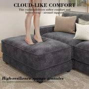 Sofá seccional modular extra grande Dyonery 158, tela de CHENILLE con asiento profundo, montaje sin herramientas