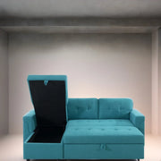 Sofá seccional reversible convertible con cama extraíble, chaise longue con almacenamiento oculto y patas duraderas