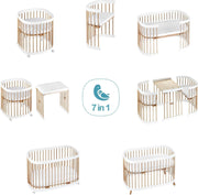 Cuna 7 en 1 tweeto®: cuna de madera evolutiva | cuna de colecho y cuna de barrotes de altura regulable | convertible en cama infantil y parque de juegos (haya natural)