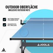 Mesa de ping pong JOOLA Outdoor Profi, superficie de compuesto de aluminio, resistente a la intemperie, plegable, incluye red