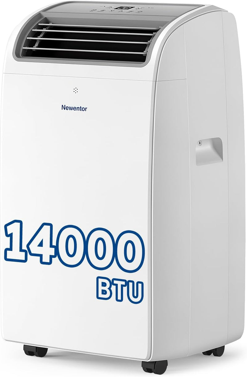 Aire acondicionado portátil Newentor 14000 BTU, aire acondicionado móvil con tubo de escape para habitaciones de hasta 50 m², refrigeración/deshumidificación/ventilación con mando a distancia