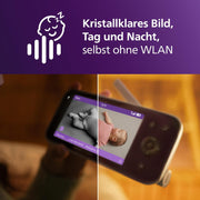 Vigilabebés con vídeo conectado PHILIPS Avent con Wi-Fi, cámara HD de alta calidad, visión nocturna por infrarrojos, detección de llanto, función de comunicación bidireccional, 12 horas de duración de la batería en modo Eco, modelo SCD951/26
