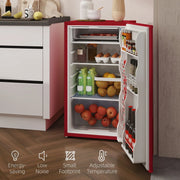 Mininevera con congelador HOMCOM de 3.2 pies cúbicos, refrigerador compacto de una puerta con termostato ajustable para dormitorio
