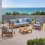 Set de conversación de 6 piezas de madera de acacia Brava Outdoor de Christopher Knight Home