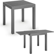 Mesa de jardín Juskys Laki 70x70 cm extensible - Mesa de comedor de aluminio extensible - tablero grande - mesa de aluminio muebles de balcón muebles de jardín antracita