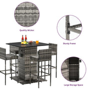 Moasis juego de bar de mimbre para exteriores de 5 piezas - 5 unidades
