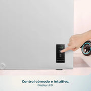 Congelador Horizontal Cecotec 143L Bolero CoolMarket Chest 143P Blanco E. Cesta con asas, control electrónico LED, UltraContact D-Cool, función dual, puerta ZeroG (80º-30º), congelación rápida, compacto