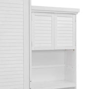 Cama Murphy tamaño queen Whisen Wood con múltiples estantes de almacenamiento y decoración estilo persiana
