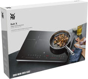 Placa de inducción doble WMF Kult X, 2 fuegos, placa de cocción hasta 28 cm, 2 zonas de cocción, 8 niveles, detección de ollas, pantalla táctil, vitrocerámica, función de temporizador, 3500 W