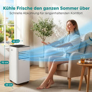Aire acondicionado portátil SereneLife blanco 9000 BTU 2,64 kW para 28 m² – Aire acondicionado con tubo de escape, 3 en 1 con deshumidificador y ventilador, silencioso 54 dB, incluye kit de ventana y control remoto