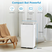 Aire acondicionado portátil Midea Silent Cool 26 Pro WF, 9000 BTU 2,6 kW, refrigeración, ventilación y deshumidificación, tamaño de habitación hasta 88 m³ (33 m²), control por APP/Alexa/Google Home/IFTTT, aire acondicionado móvil con tubo de escape
