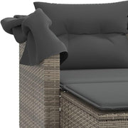 vidaXL Sofá de jardín de 2 plazas con techo y reposapiés, sofá de exterior, muebles de jardín, set de salón para patio, muebles de terraza biplaza, polirratán gris
