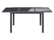 Conjunto de aluminio "Houston", 9 piezas: mesa extensible y 8 sillas de respaldo alto, gris