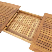 Conjunto de comedor de patio extensible de 7 piezas para exteriores con sillas apilables y mesa de madera de acacia